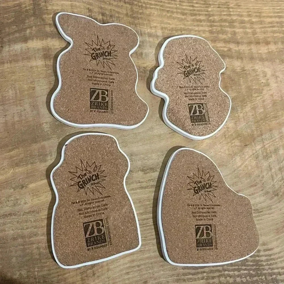NWT The Grinch Christmas HOLIDAY ceramic DRINK coasters - Picture 4 of 4